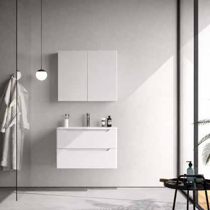 Perla 80 cm White Bathroom Cabinet Set or Single Options - Ready to Install, Pre-Assembled, Wall Mounted