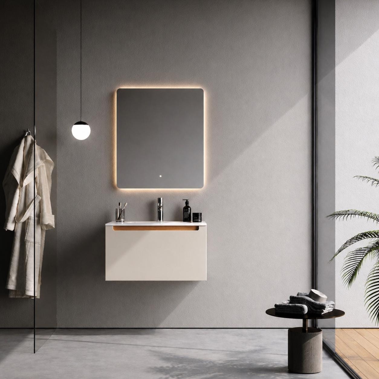 ibiza 60 cm Silk Gray Bathroom Cabinet Set or Single Options - Ready to Install, Pre-Assembled, Wall Mounted