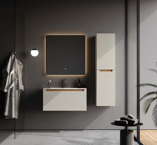 ibiza 80 cm Silk Gray Bathroom Cabinet Set or Single Options - Ready to Install, Pre-Assembled, Wall Mounted