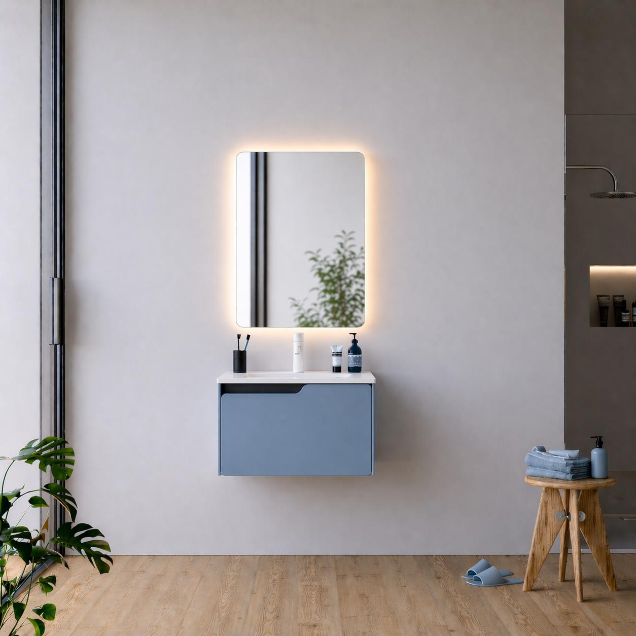 Lyon 60 cm Dove Blue Bathroom Cabinet Set or Single Options - Ready to Install, Pre-Assembled, Wall Mounted