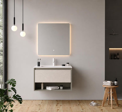 Duru 80 cm Cement Gray Bathroom Cabinet Set or Single Options - Ready to Install, Pre-Assembled, Wall Mounted