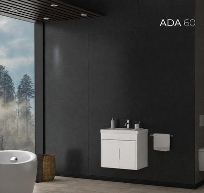 Ada 60cm White Bathroom Cabinet Set or Single Options -  Ready to Install, Pre-Assembled, Wall Mounted