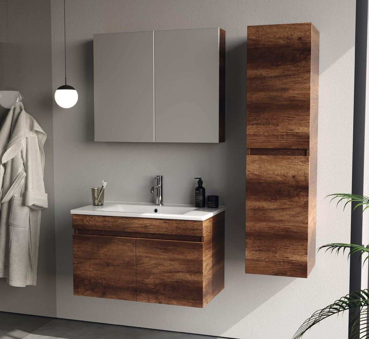 Defne 85 cm Baroque Bathroom Cabinet Set or Single Options- Ready to Install, Pre-Assembled, Wall Mounted