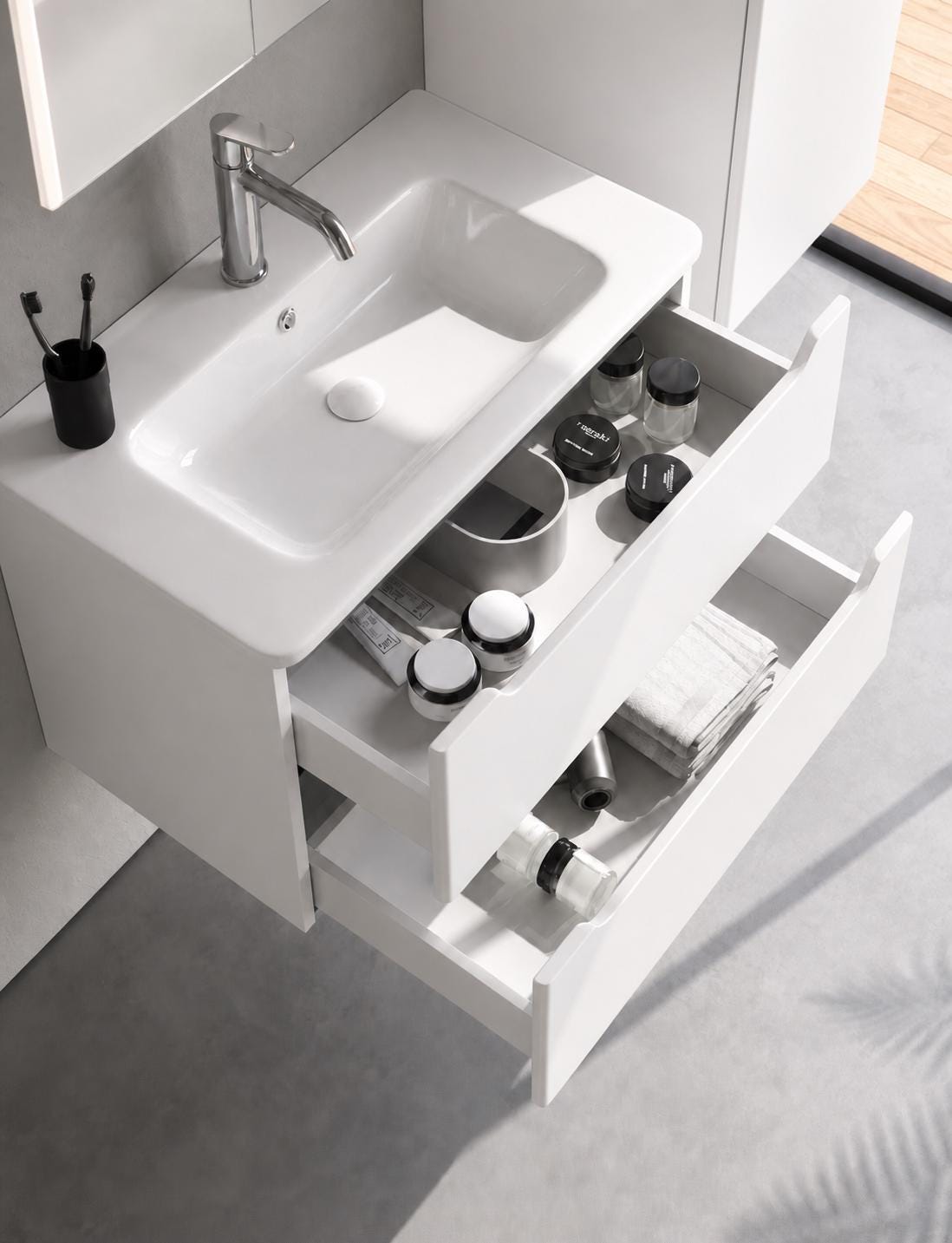 Perla 60 cm White Bathroom Cabinet Set or Single Options- Ready to Install, Pre-Assembled, Wall Mounted