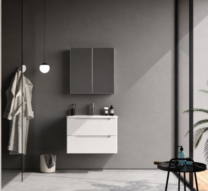 Perla 60 cm White Bathroom Cabinet Set or Single Options- Ready to Install, Pre-Assembled, Wall Mounted